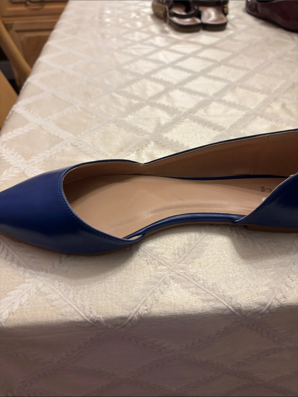 Journee Collection Navy Blue D'Orsay Flats with Tan Insole